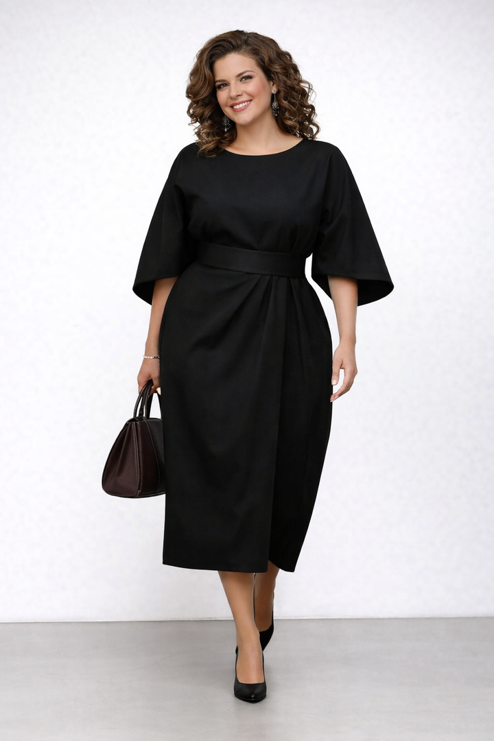 Eldra | Maxi dress with batwing sleeves in satin finish