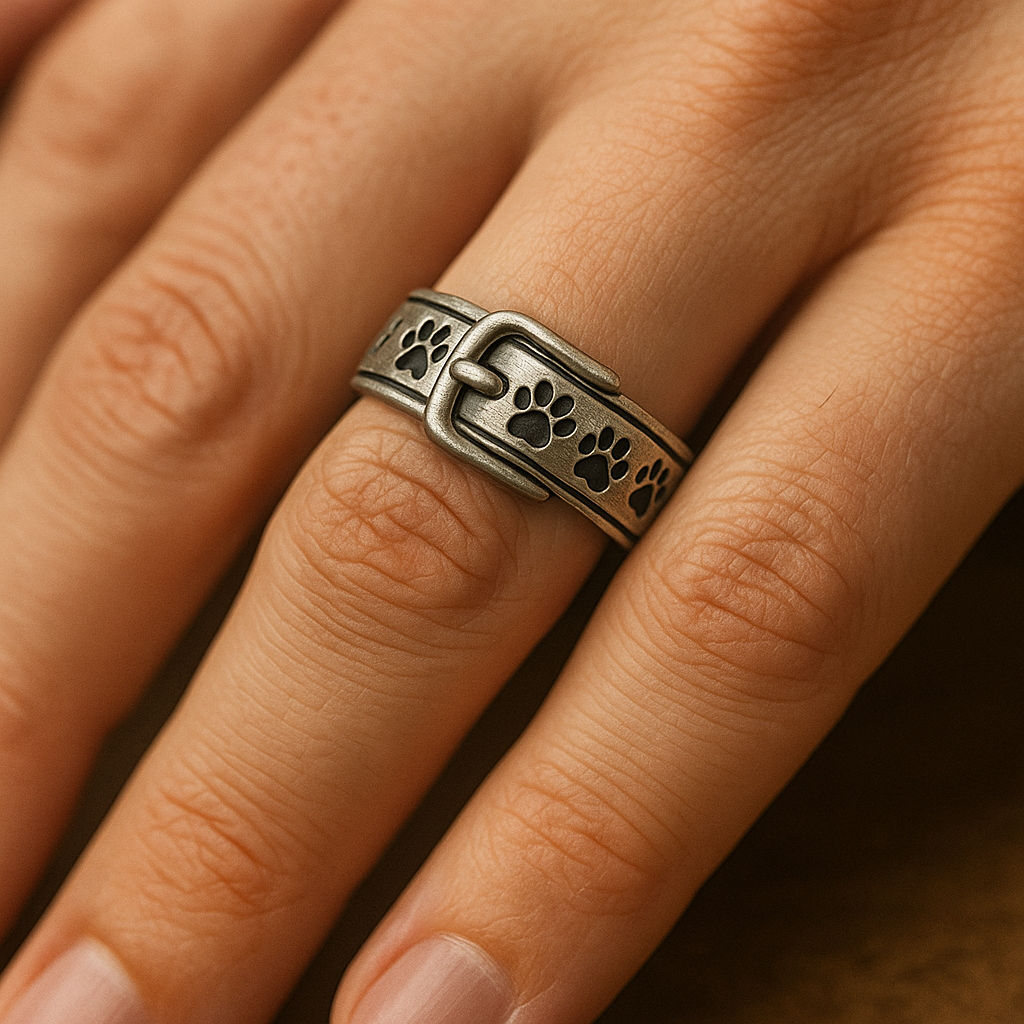 Ring with a delicate and elegant dog-shaped collar
