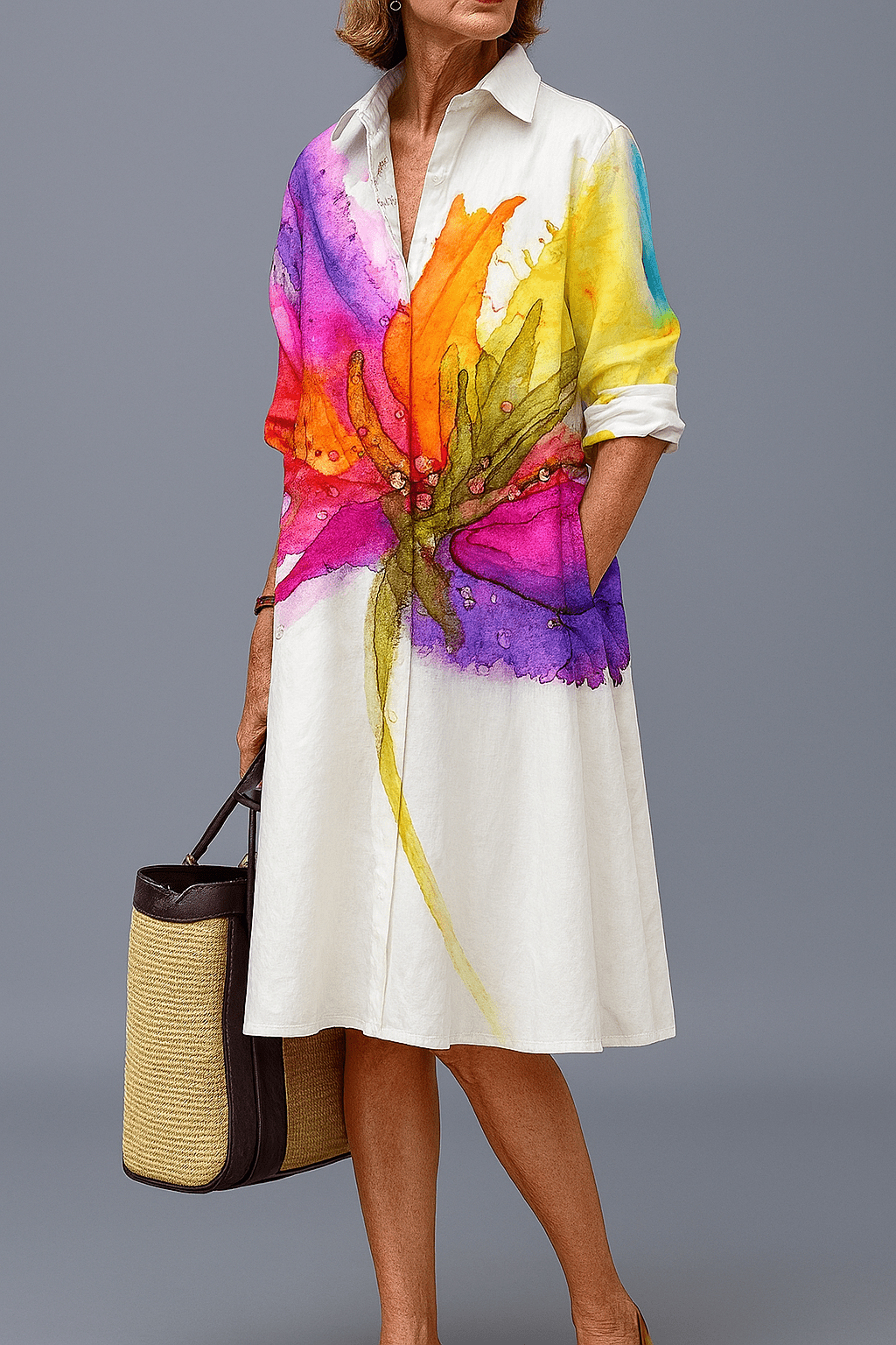 Doris - Elegant midi dress for carefree summer moments
