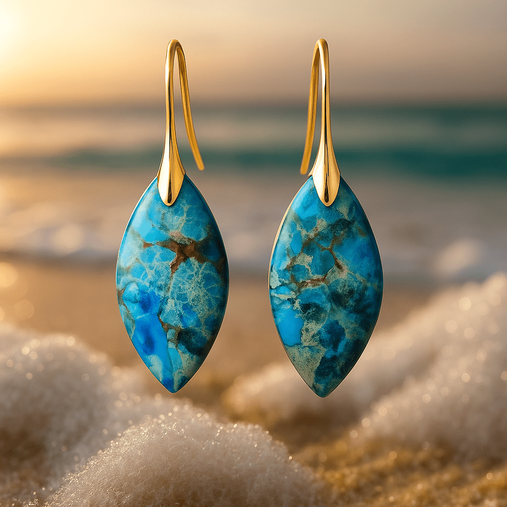 Elegant earrings in sea blue