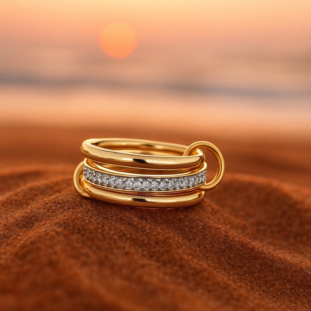 Gold stone ring with zirconia