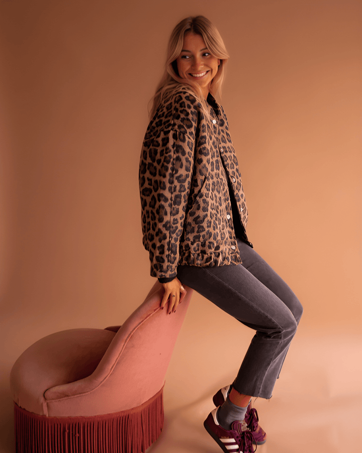 Leona – Panther Print Bomber Jacket