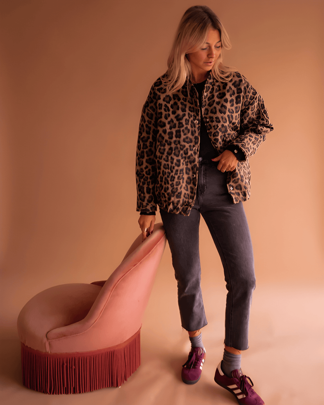 Leona – Panther Print Bomber Jacket