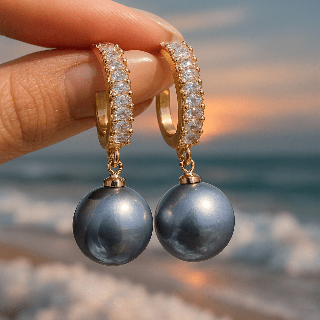 Earrings with natural pearls