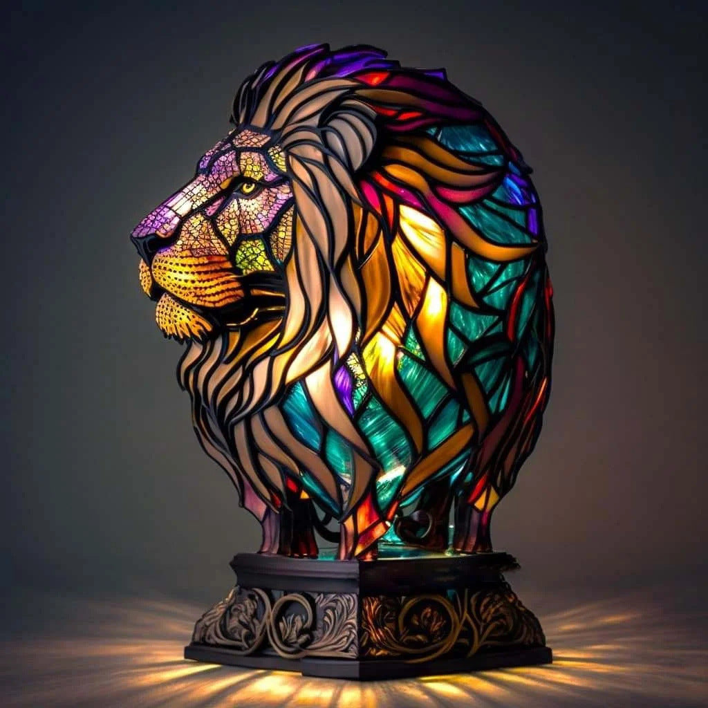 Minette – Magic Lion Lamp in Colored Glass