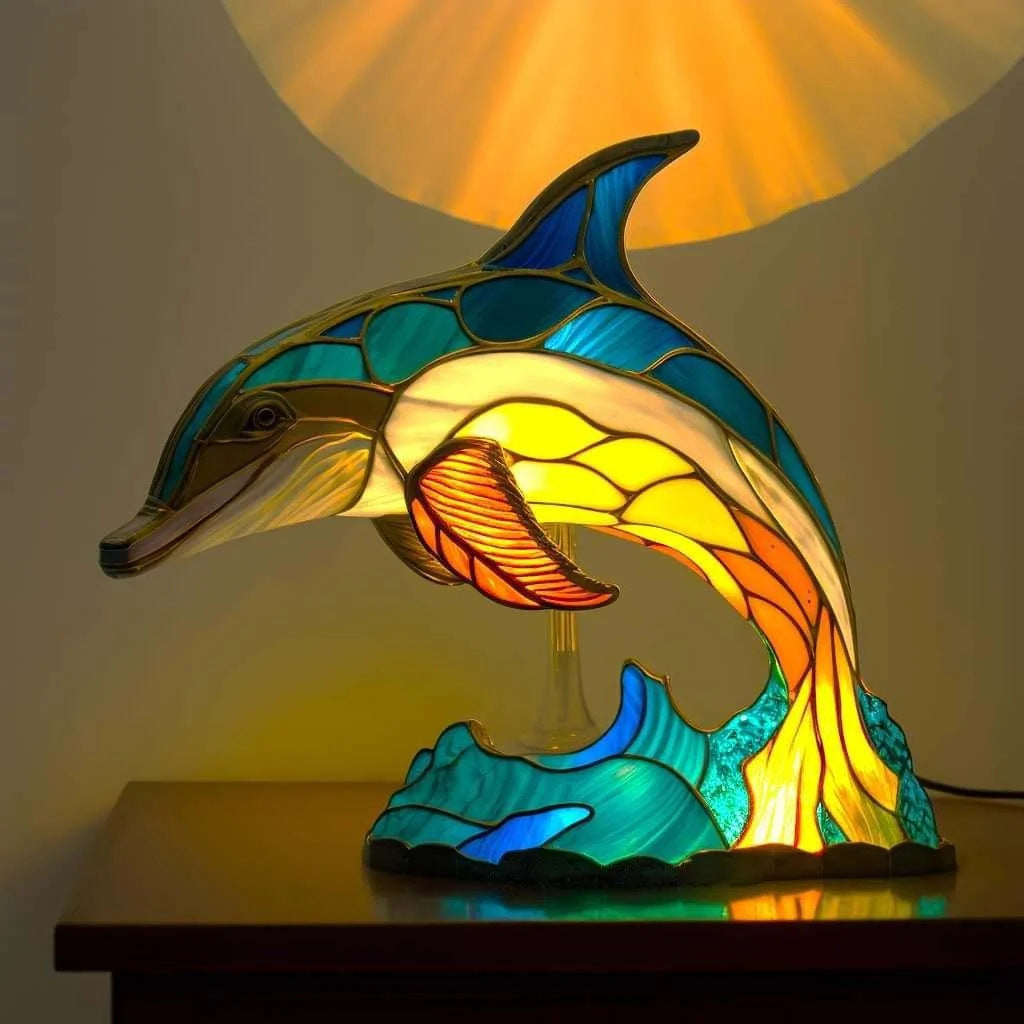 Marin – Magica Lampada Delfino in Vetro Colorato