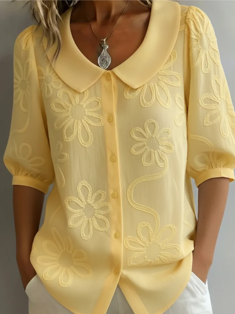 Sara I Blouse with Embroidered Flowers