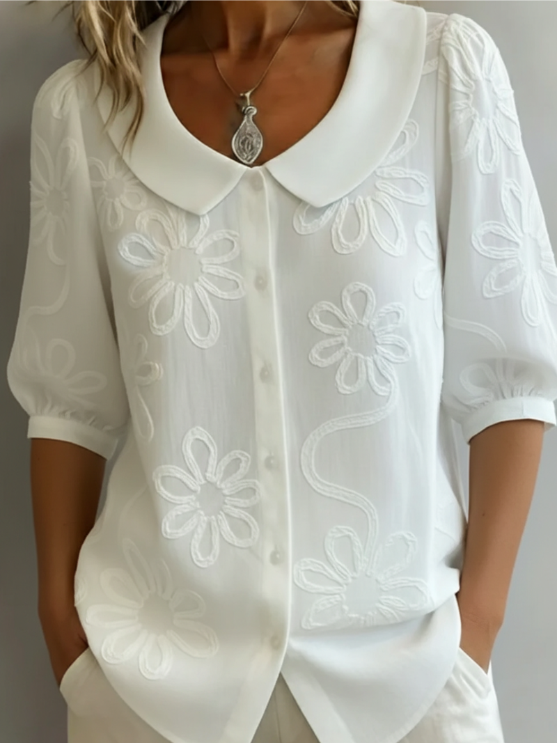 Sara I Blouse with Embroidered Flowers