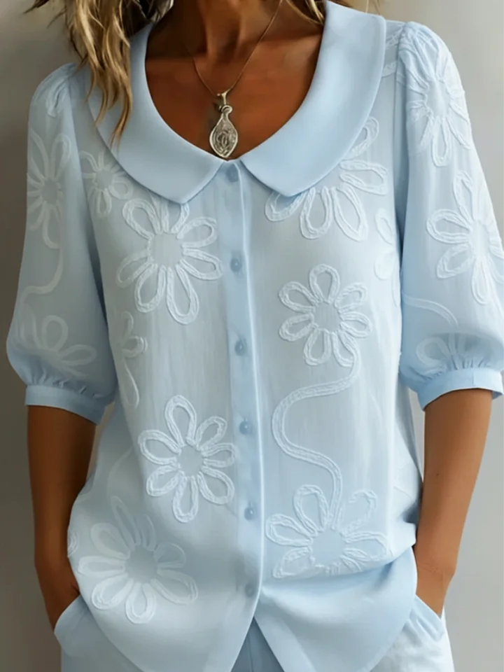 Sara I Blouse with Embroidered Flowers