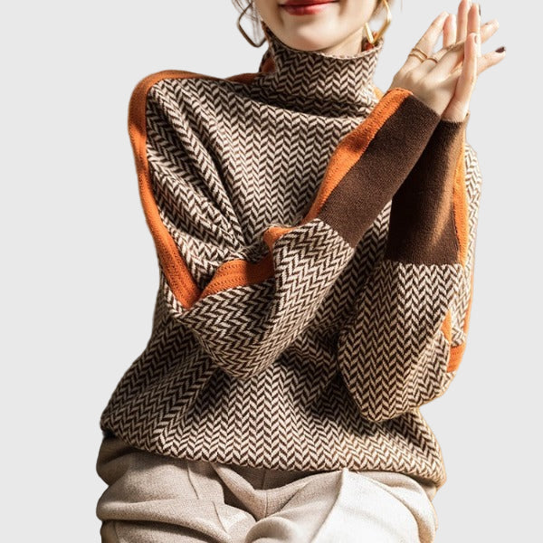 Marieke | Turtleneck with bold contrasting stripes