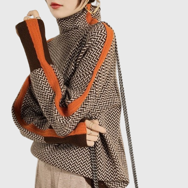Marieke | Turtleneck with bold contrasting stripes
