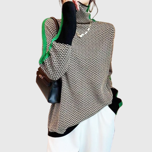 Marieke | Turtleneck with bold contrasting stripes