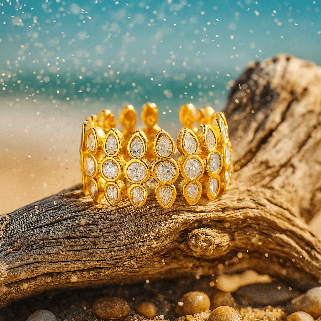 Morning jewelry with shiny gemstones