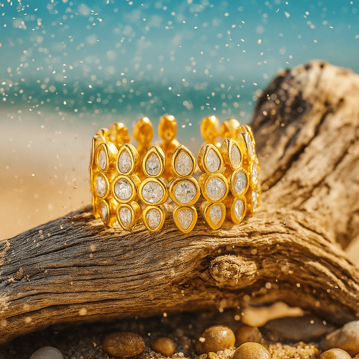 Morning jewelry with shiny gemstones