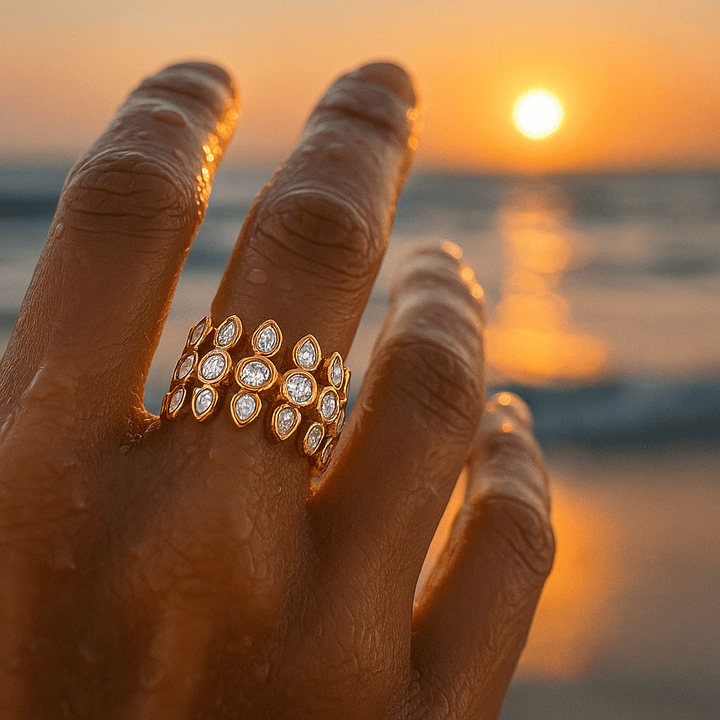 Morning jewelry with shiny gemstones