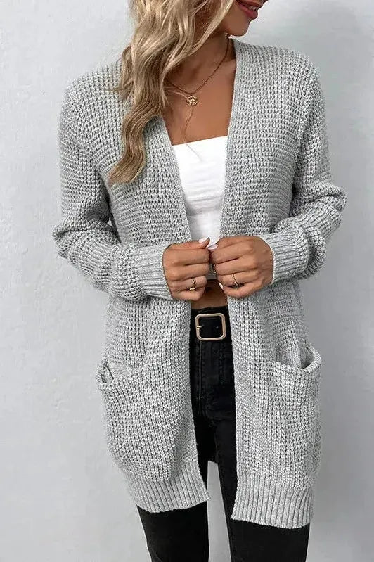 Pink cardigan with an open front