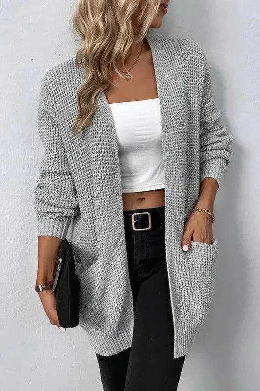 Pink cardigan with an open front