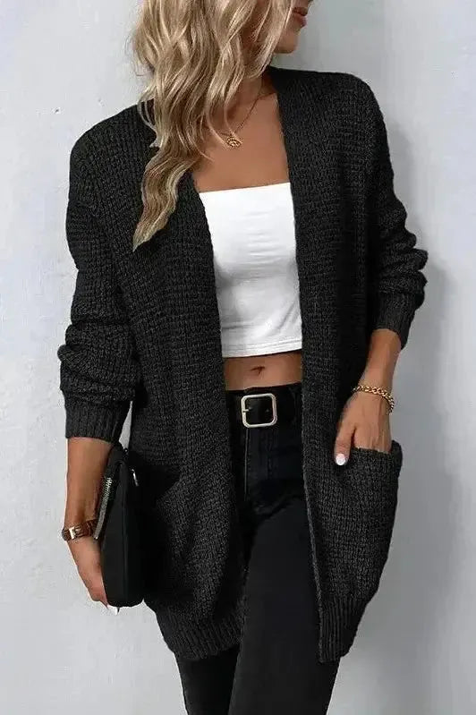 Pink cardigan with an open front