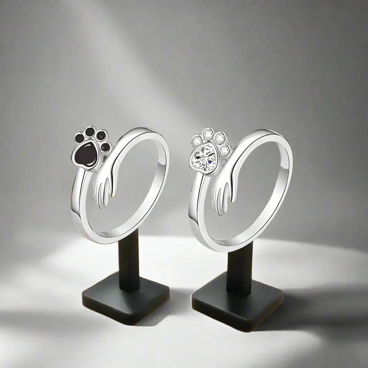 Adjustable sterling silver 925 ring – Handprint and paw print design
