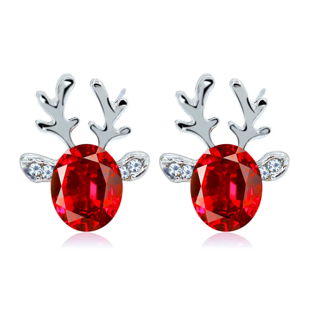 Reindeer-shaped earrings with crystals