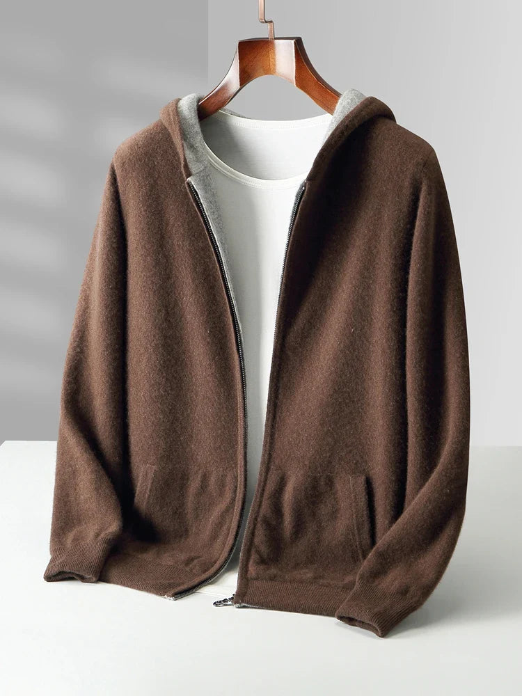 Pure Merino Wool Reversible Zip Hoodie