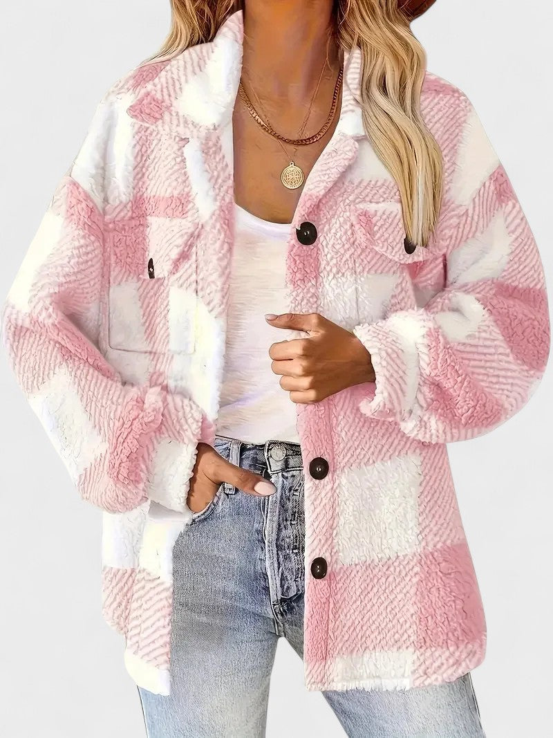 Rosa | Elegant plaid fleece jacket