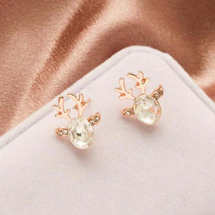 Reindeer-shaped earrings with crystals