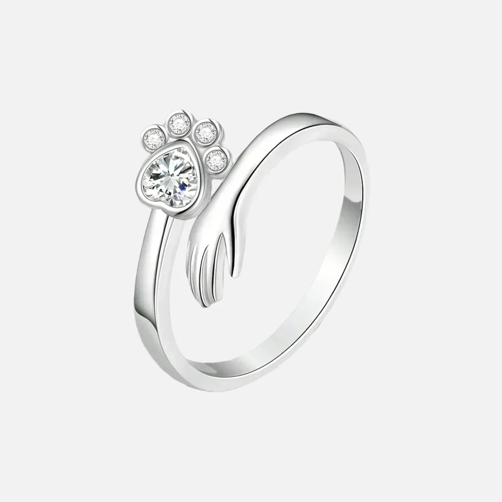 Adjustable sterling silver 925 ring – Handprint and paw print design