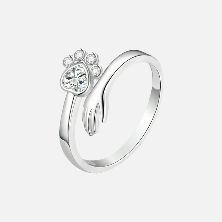 Adjustable sterling silver 925 ring – Handprint and paw print design