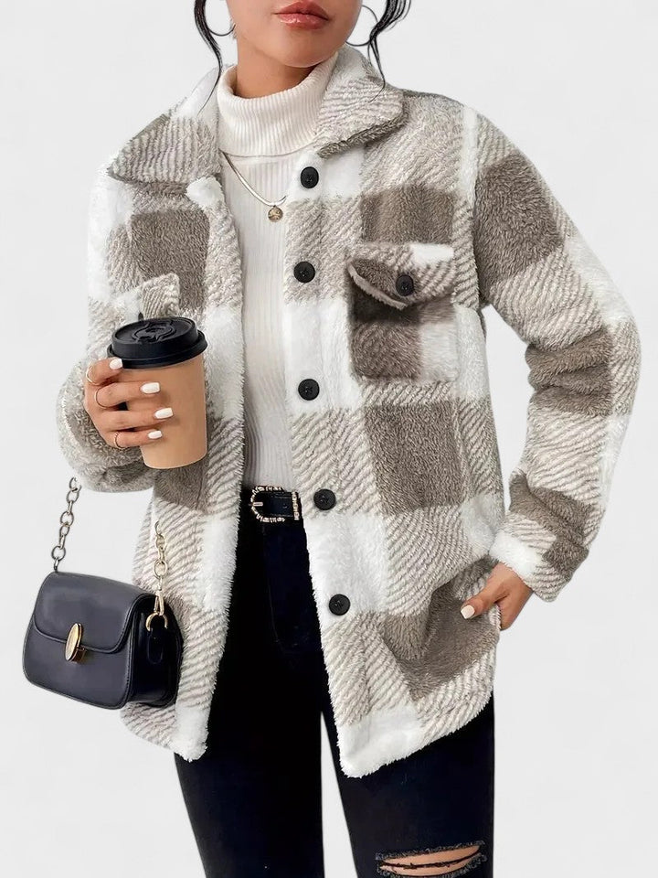 Rosa | Elegant plaid fleece jacket