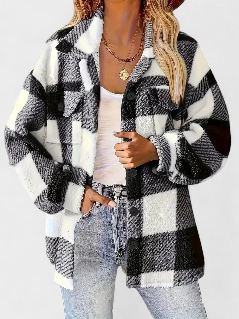 Rosa | Elegant plaid fleece jacket