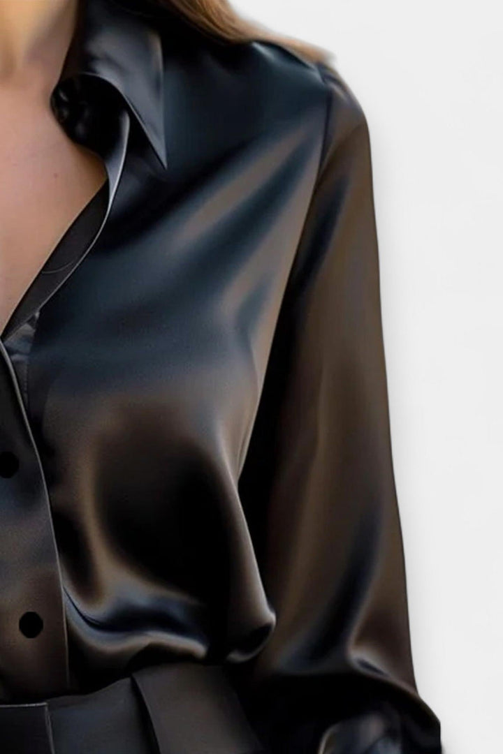 Satin shirt with collar