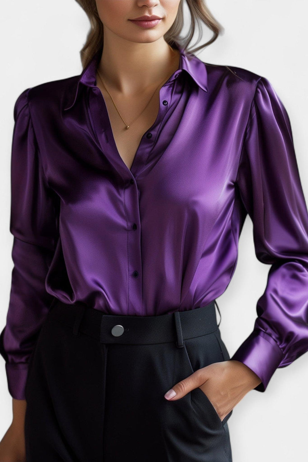 Satin shirt with collar