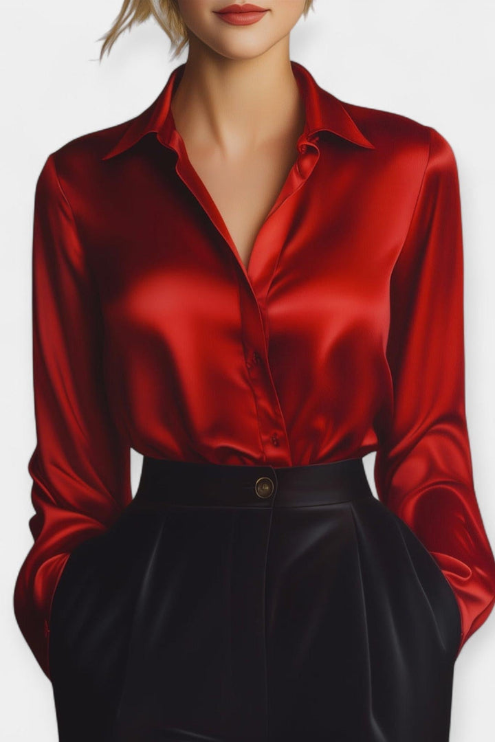 Satin shirt with collar