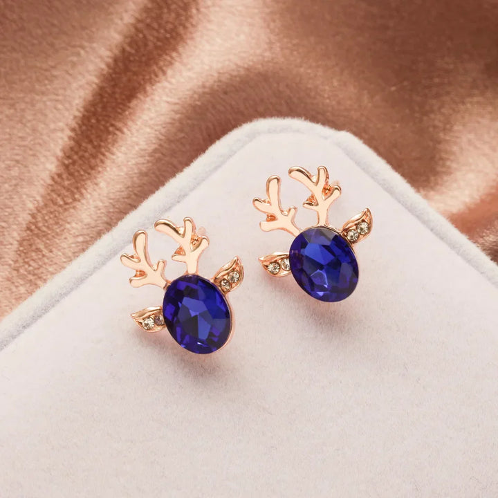 Reindeer-shaped earrings with crystals