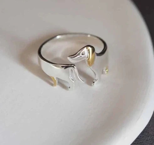 Anello con bassotto in argento sterling 925 – Misura regolabile