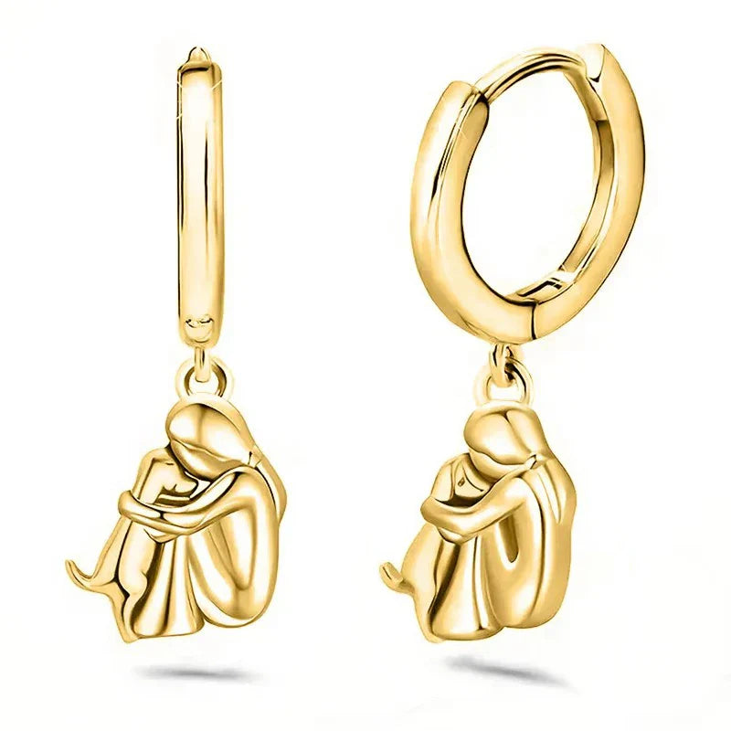Elisa - Earrings with Dog Icon (Round Closure)