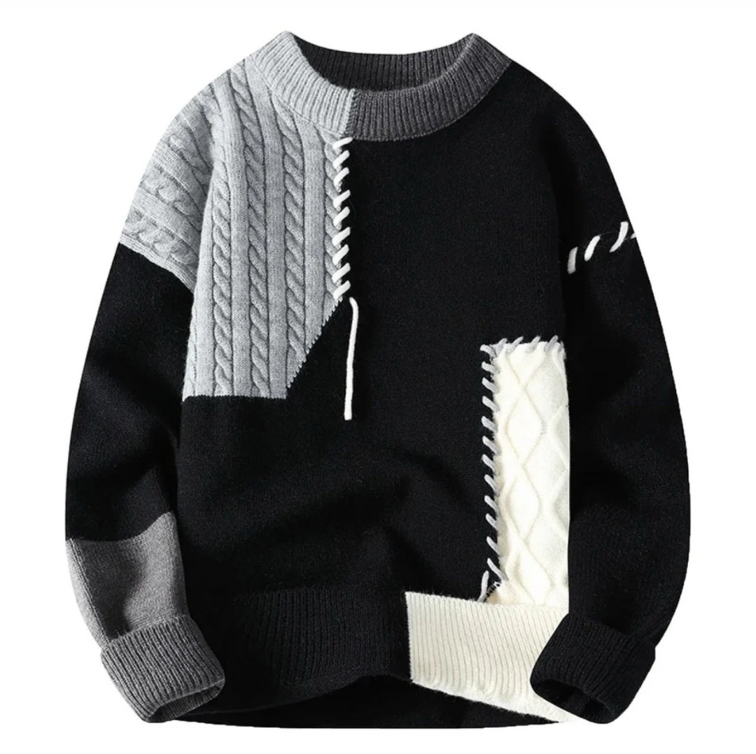 knitted patchwork sweater