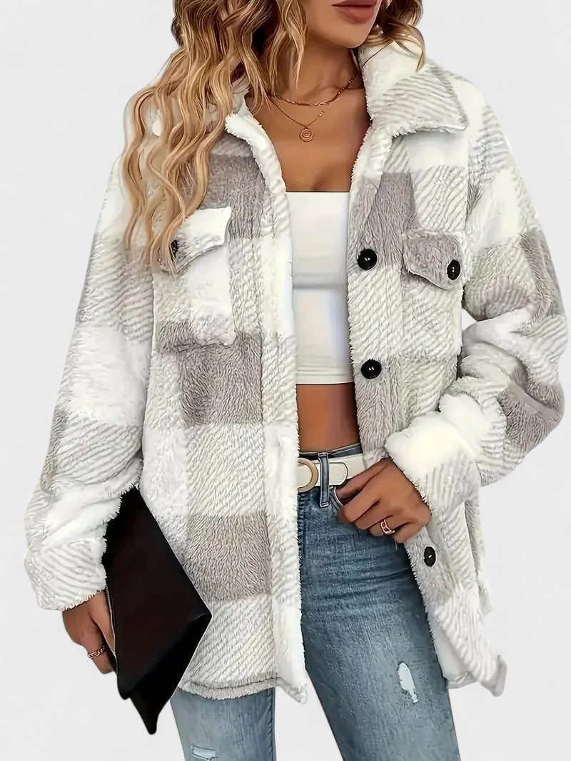 Rosa | Elegant plaid fleece jacket