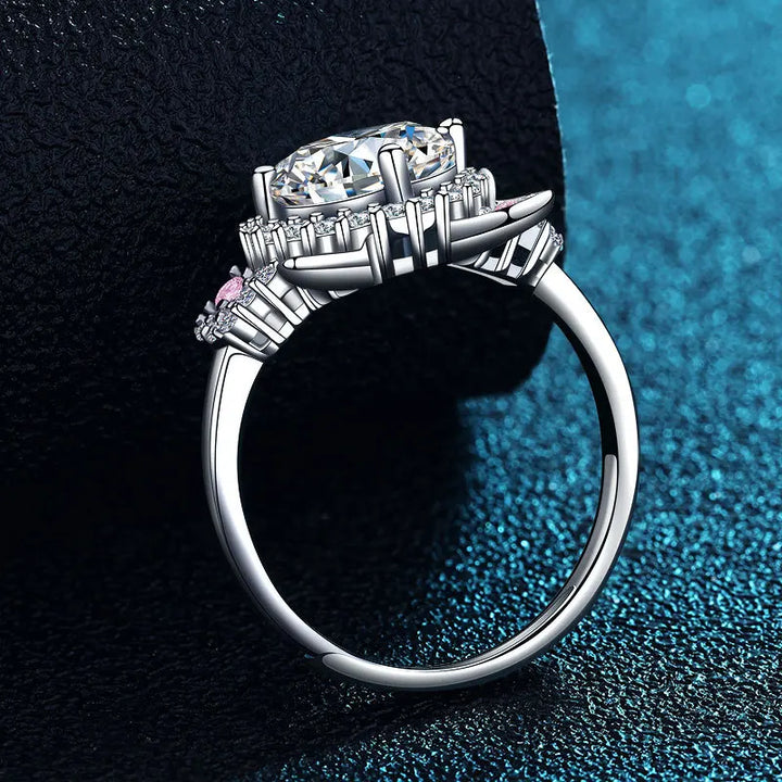 Anello con orecchie da gatto regolabile con zirconi