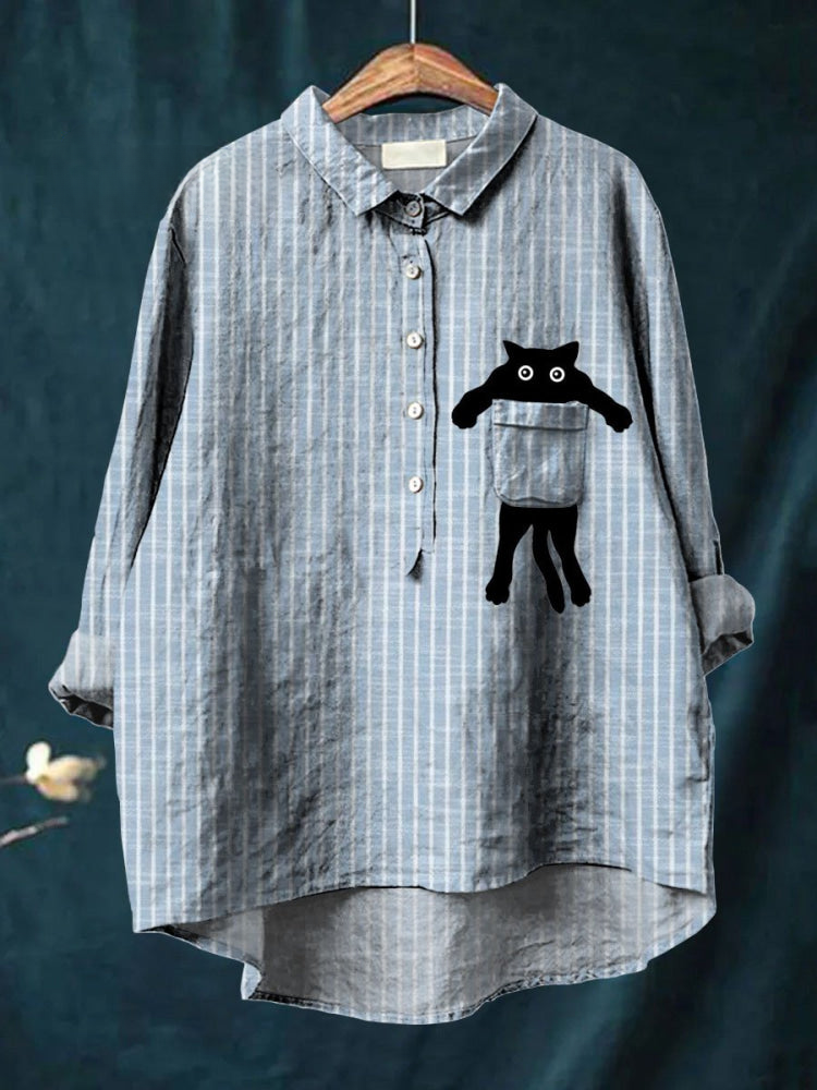 Cleo | T-Shirt con Tasca a Forma di Gatto