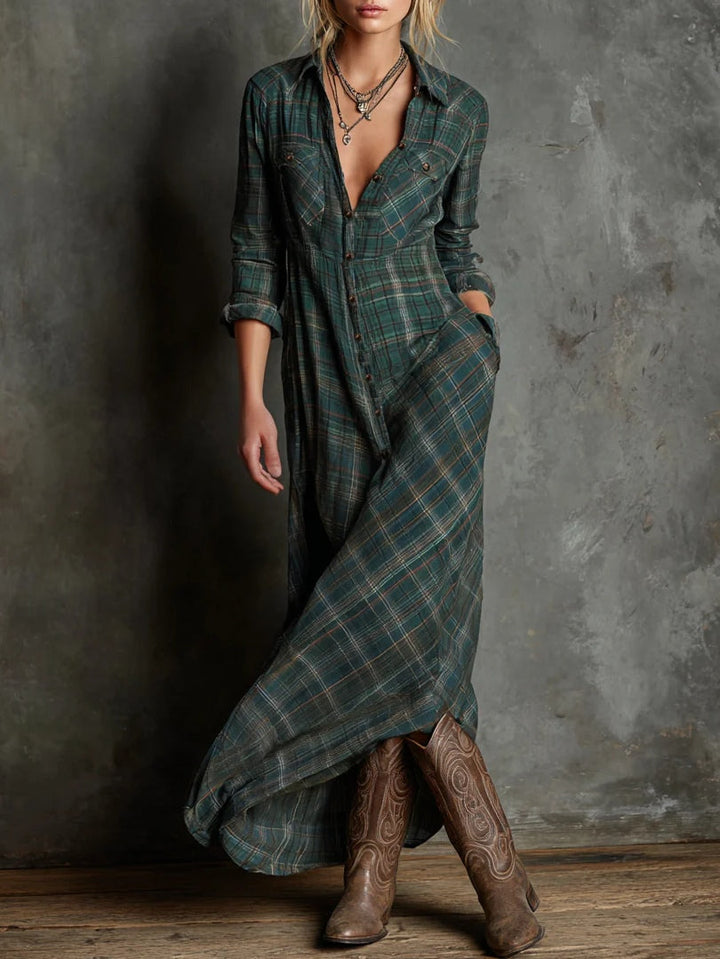 Green Striped Maxi Shirt Dress