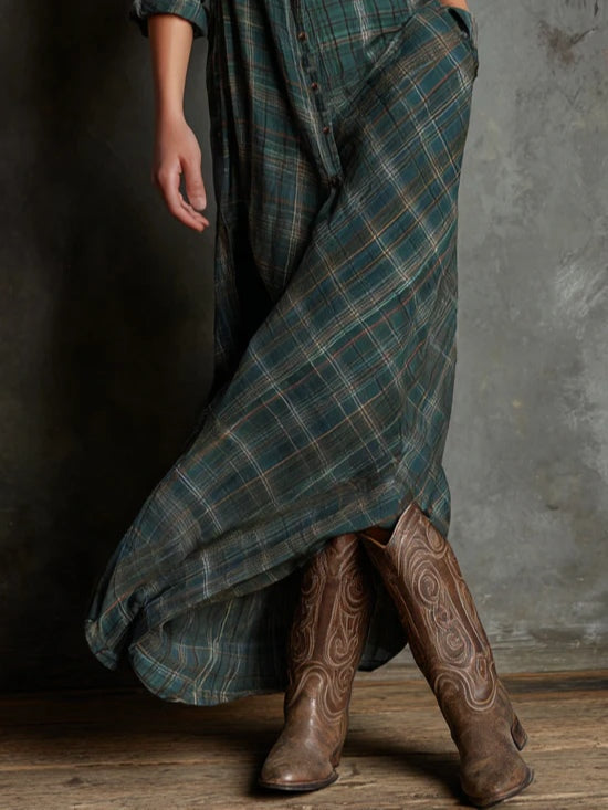 Green Striped Maxi Shirt Dress