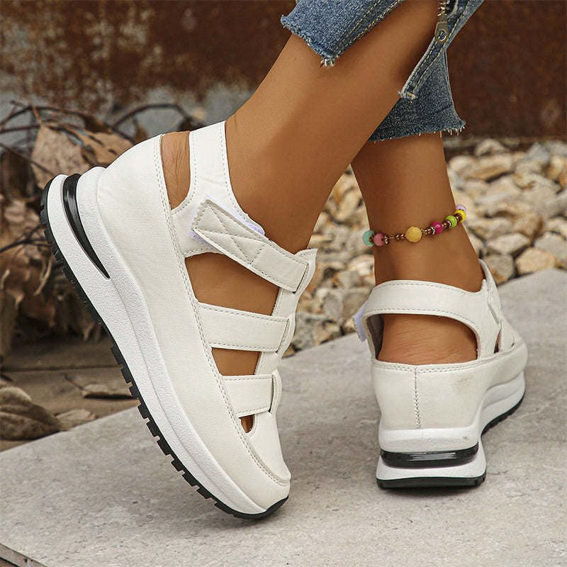 Women's orthopedic sandals with Velcro and closed toes