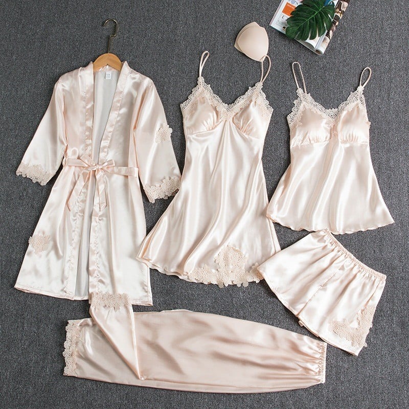 Sophie I Ice Silk Nightgown – 5-Piece Set