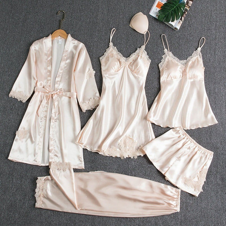 Sophie I Ice Silk Nightgown – 5-Piece Set