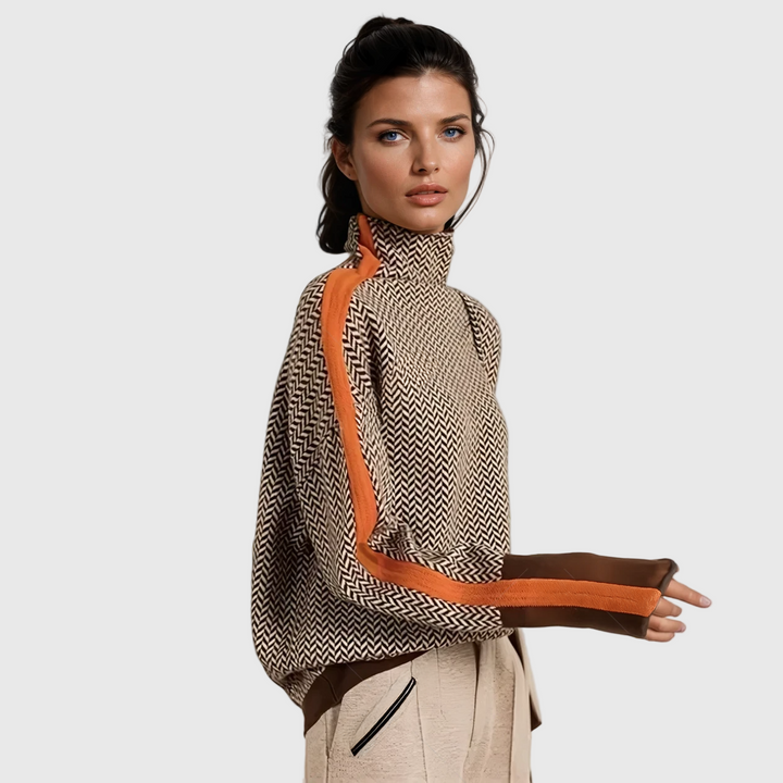 Marieke | Turtleneck with bold contrasting stripes