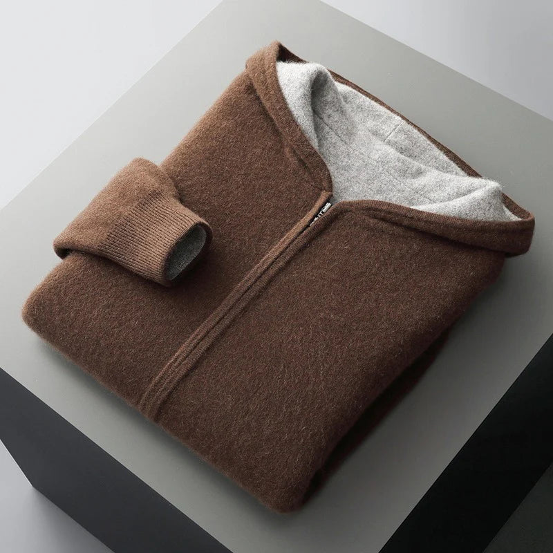 Pure Merino Wool Reversible Zip Hoodie