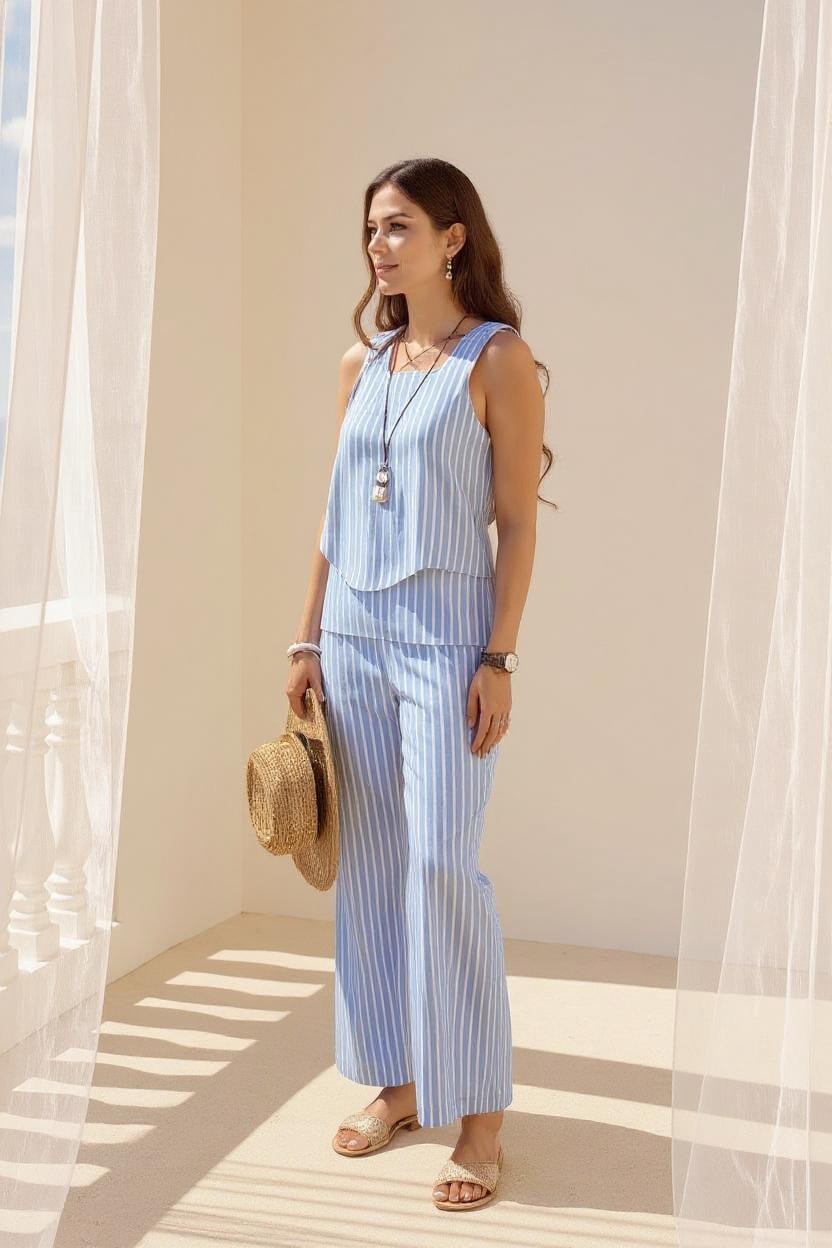 Sofie Set | Pants + Coordinated Striped Top