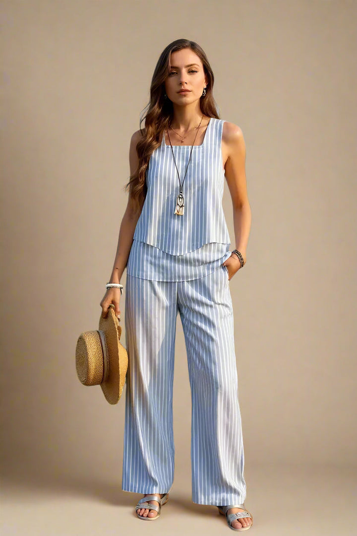 Sofie Set | Pants + Coordinated Striped Top
